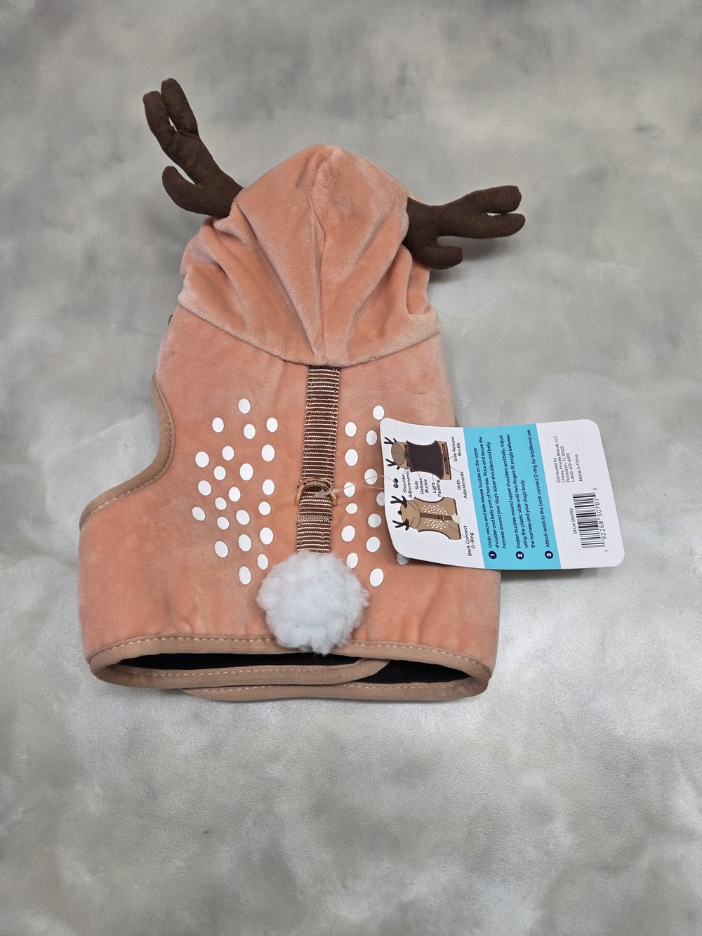 Frisco Plush Reindeer Dog Harness Vest - Peach Size SM
